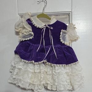 Vintage Fancy This Infants/Toddler Girls Dress Purple Velvety Lace Pageants 18mo